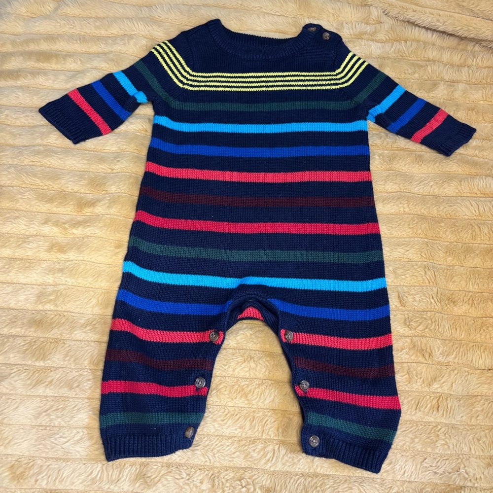 GAP Striped Knit Footies in Blue and Red
